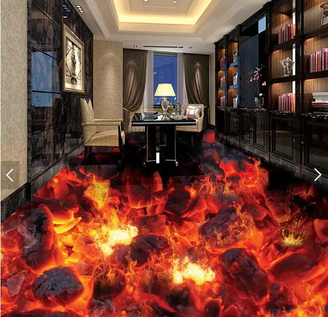 3d напольные обои на заказ водонепроницаемые с рисунком огненного огня угли для