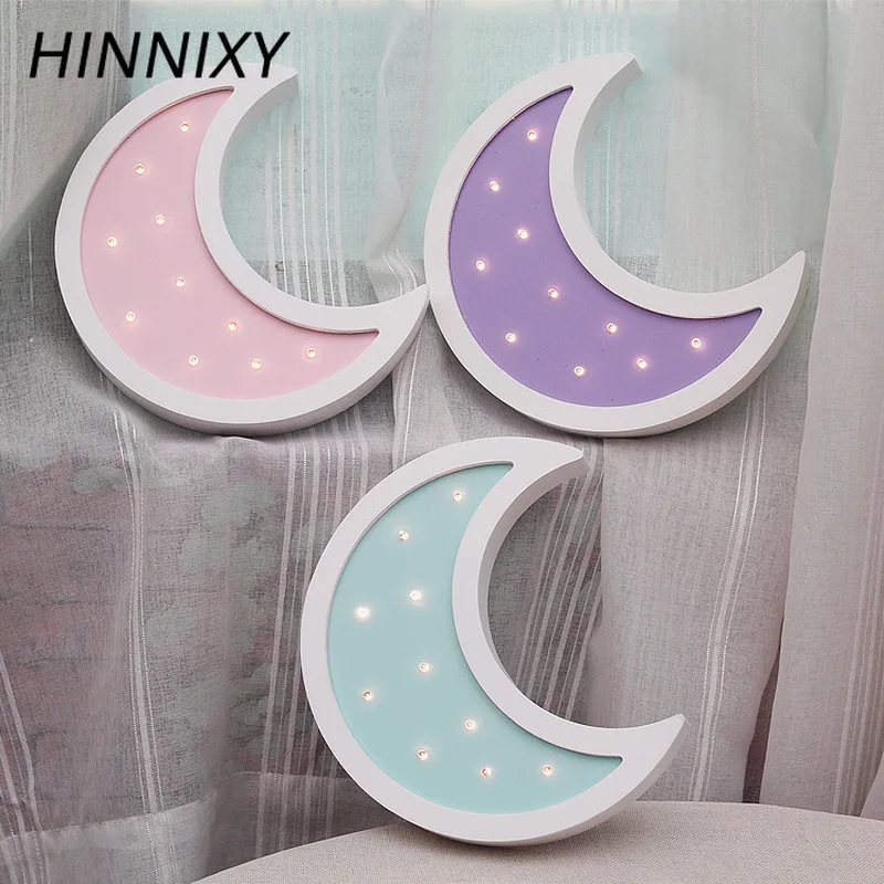 Hinnixy мультяшная луна лампа дерево LED настольная настенная орнамент украшение для