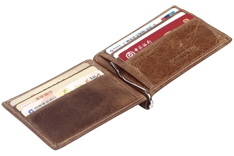GUBINTU мужские RFID Блокировка ID кошельки для кредитных карт натуральная кожа кошелек с зажимом для денег для мужчин