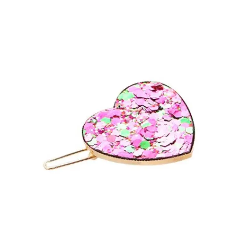 pink Корейские винтажные Блестящие Блестки для волос, заколки для женщин и девочек, Радужное разноцветное сердце «любовь», Бобби-заколки, Повседневные Вечерние заколки - Цвет: pink