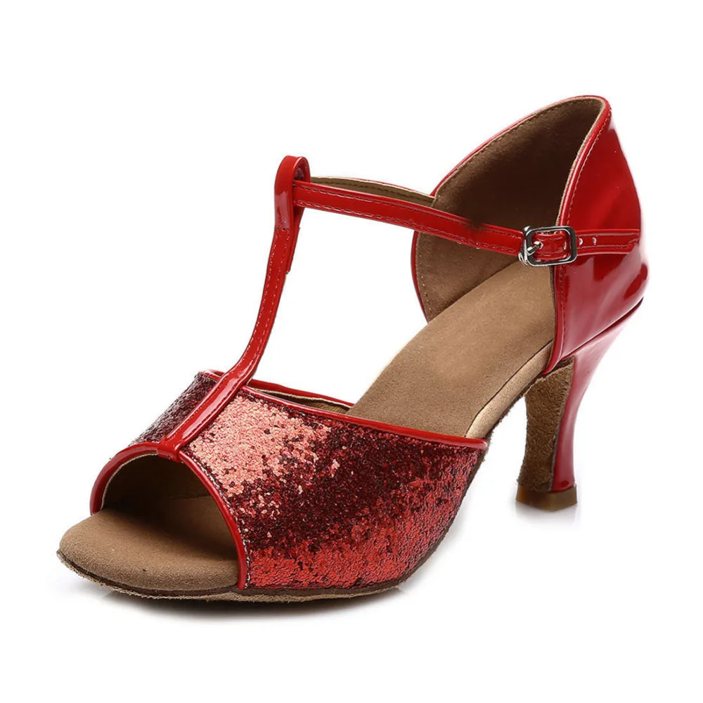 Женские туфли для бальных танцев серебристые золотистые красные с блестками 216 |
