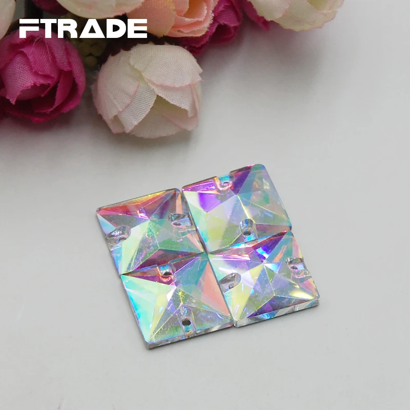 Горячая Распродажа 8x8mm12x12mm 14x14mm 16x16mm 22x22mm квадратная форма прозрачный кристалл Flatback 2 отверстия швейные стеклянные хрустальные бусины