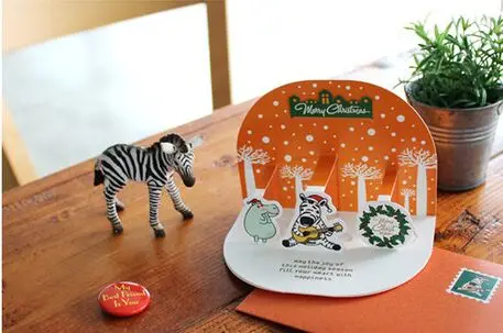 10 шт 3D выдвижная Рождественская открытка ручной работы с Новым годом