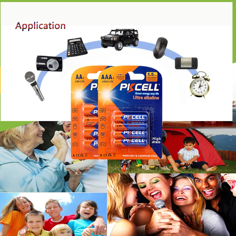 PKCELL 5PK LR03 20pcs AAA батарея + LR6 AA не перезаряжаемая сухая щелочная 1 5 V для часов