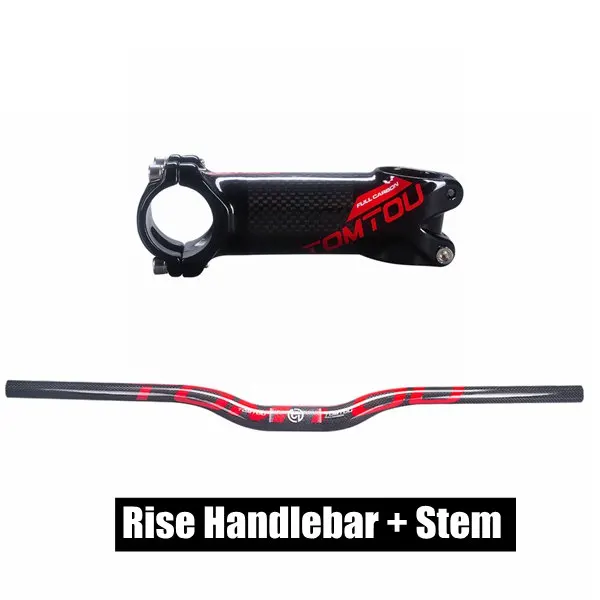 Red Rise Set TOMTOU глянцевый 3K Углеродное волокно велосипед MTB комплекты для руля плоский стояк руля 31,8 мм для частей горного велосипеда-TS6T03 - Цвет: Red Rise Set