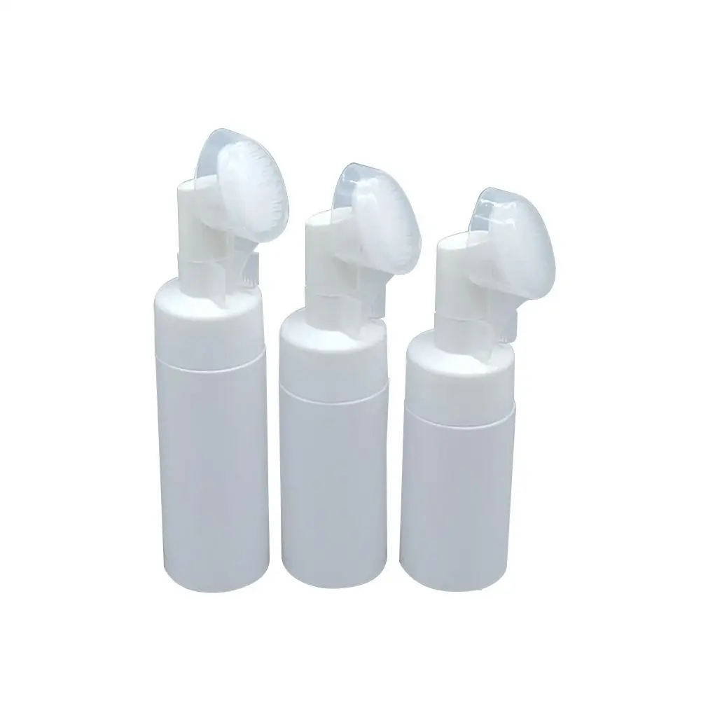 

Portable Face Cleanser Bottle With Foaming Pump Silicon Brush Massage Head For Facial Foam Cleanser Skin Care Bottle