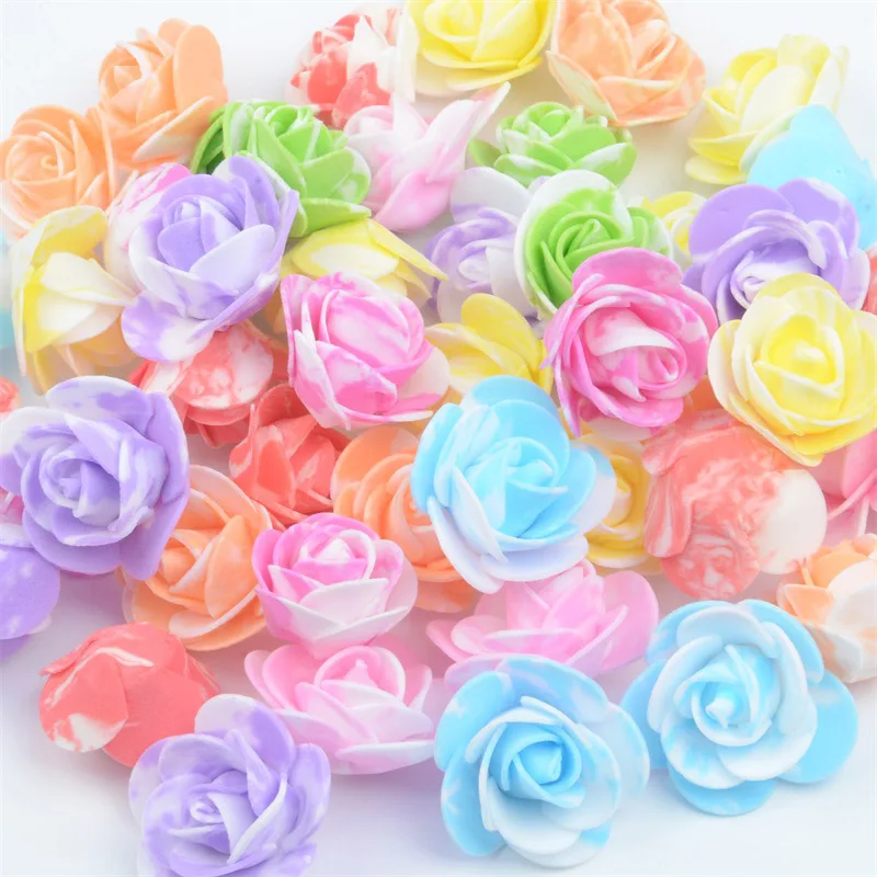 

500PCS /bag mini multicolor PE foam rose head artificial rose flower handmade DIY wedding home decoration holiday party supplies
