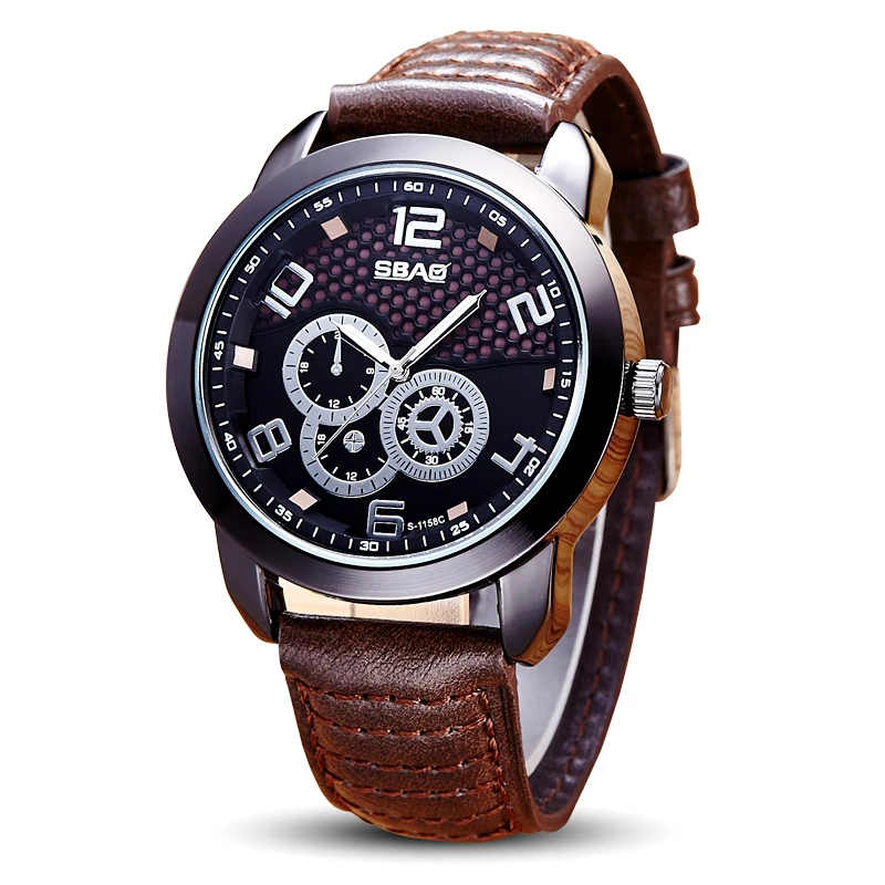SBAO Марка оптовая продажа с фабрики кварцевые Для мужчин имитация кожаным