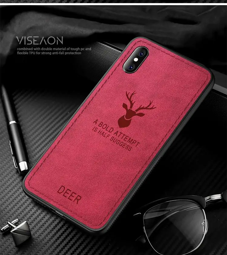 red Тканевый ультра-тонкий холщовый силиконовый чехол для телефона iphone 6s 6 7 8 Plus X Xs Max Xr ткань текстура мягкий защитный чехол Coque - Цвет: red