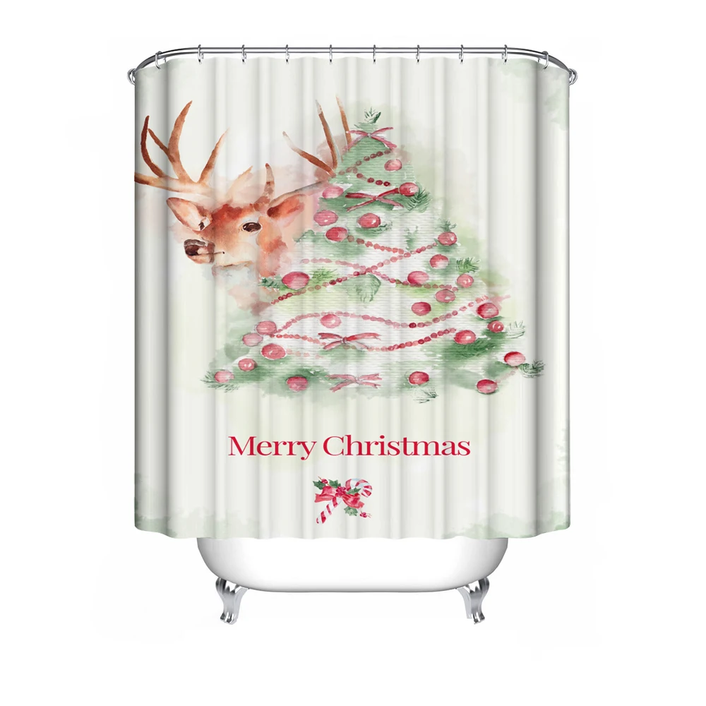 Рождество полиэстер Водонепроницаемый милые Санта Клаус снеговик Душ Шторы