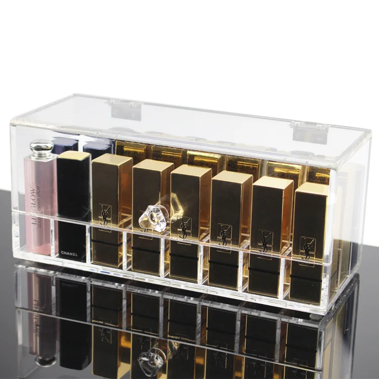 24pcs Grid Desk Top Cosmetics Storage Box Holder Lipstick Container Makeup Organizer with Cover Nail Display Rack Thicken | Дом и сад