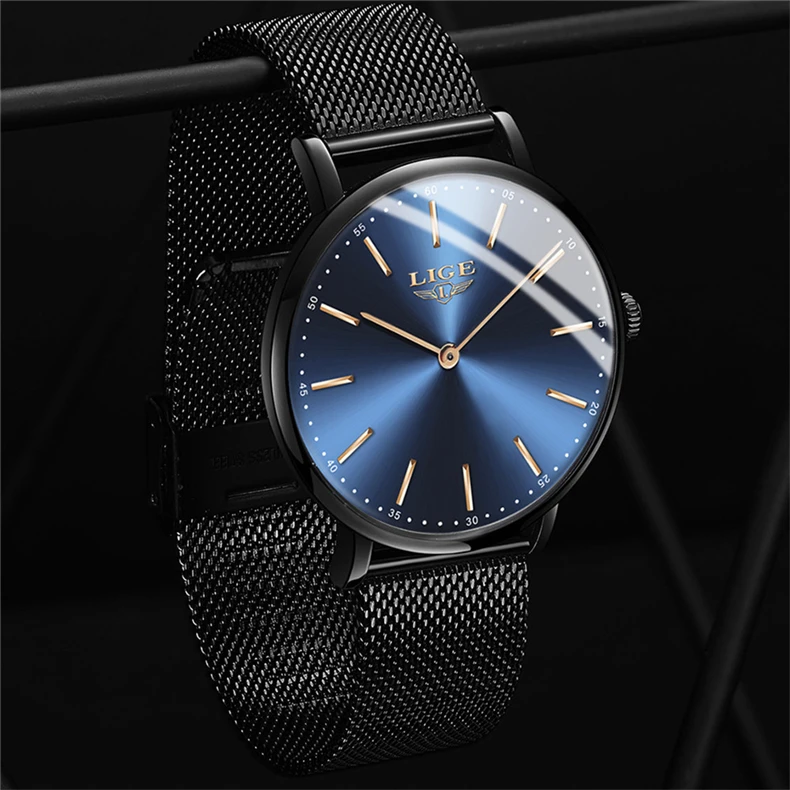 LIGE ультра тонкие женские часы брендовые роскошные женские часы водонепроницаемые розовое золото из нержавеющей стали Кварцевые наручные часы женские montre femme