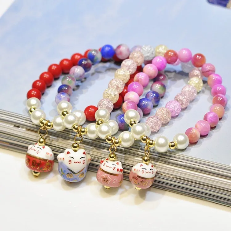 Браслет-цепочка из натурального камня милый керамический браслет с подвеской в