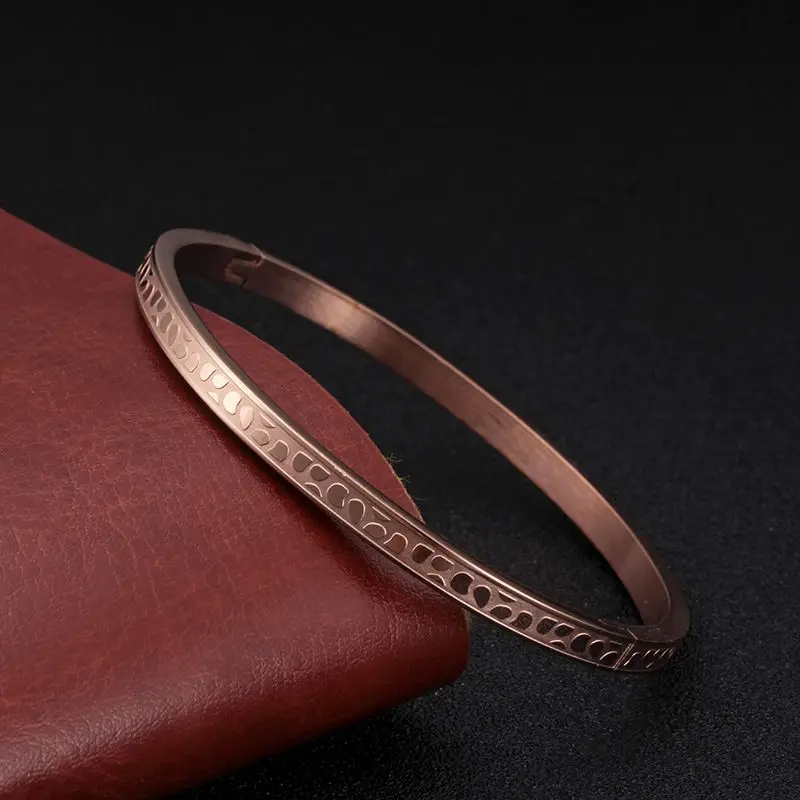 rose gold style 6 Браслет-манжета из нержавеющей стали для женщин с золотыми цифрами и кристаллами CZ браслет Pulseira Lover's Jewelry Bijoux - Окраска металла: rose gold style 6