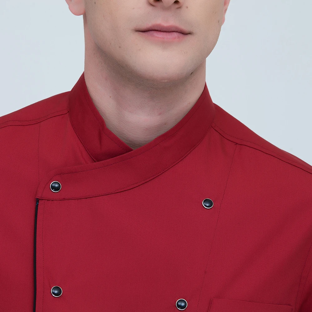 High Quality Wholesale Women Men Short-sleeve Double Breasted Kitchen Hotel Chef Jacket Catering Restaurant Bakery Sushi Uniform |