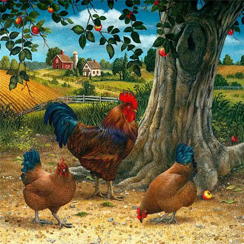 

Полностью квадратная/Круглая Мозаика, бриллиантовая вышивка, курица под искусственными камнями, аксессуары, украшение для дома