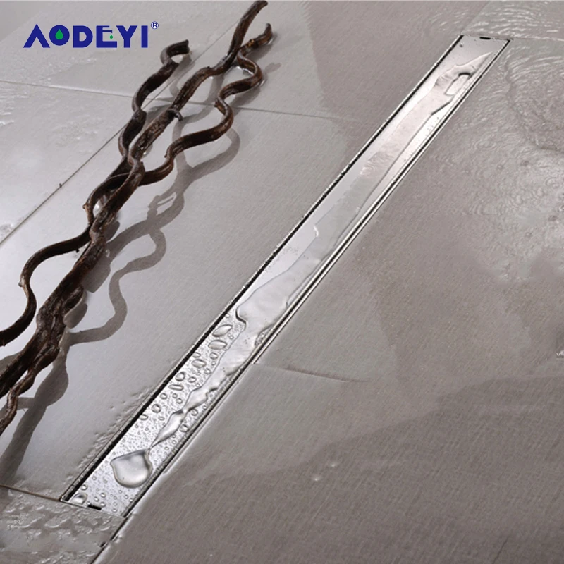 AODEYI 600 мм длинная полоса для слива в полу 304 из нержавеющей стали, устойчивая к запаху, с кафельной вставкой, решетка, невидимый Слив для душа, ...