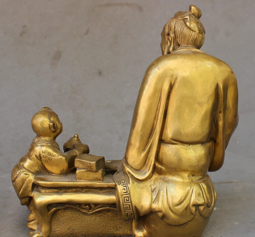 S4312 10 &quotКитайский Старый СПО образования Латунь Мальчик ученик Чай старика Шер