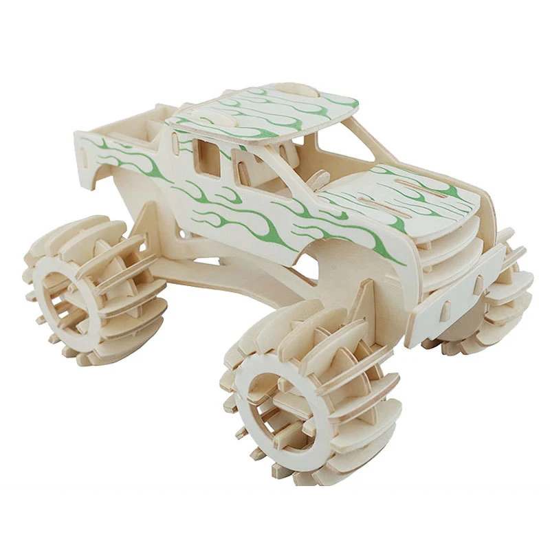 Прозрачный Автомобиль DIY3D трехмерная головоломка модель деревянная развивающая Игрушечная модель Строительный набор образование хобби подарок инженерное транспортное средство - Цвет: Прозрачный