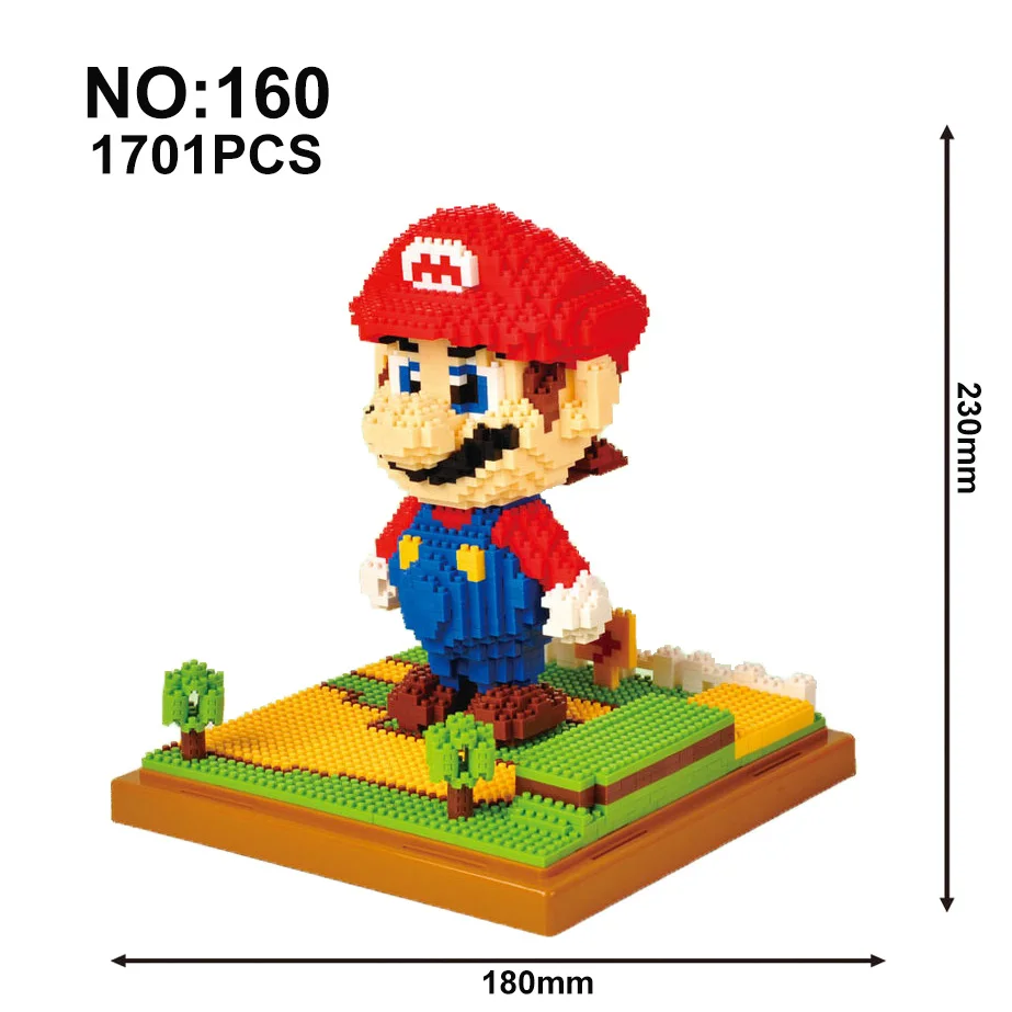 Mario160 No Box Model Building Blocks Mario Bros Yoshi Series Cartoon juguetes Anime Figures Assembled Mini Brick Educational Toys For Children - Цвет: Mario160 No Box