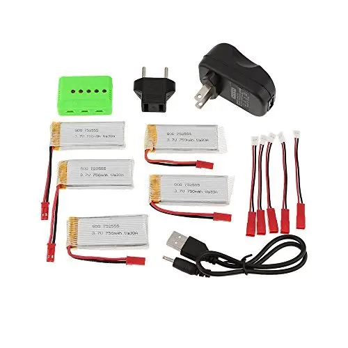 5-port Fast Charger Sets w/ 3.7V 750mAh Lipo Battery &amp JST Charging Cable for RC Quadcopter H12C DFD F181 MJX X400 | Игрушки и хобби