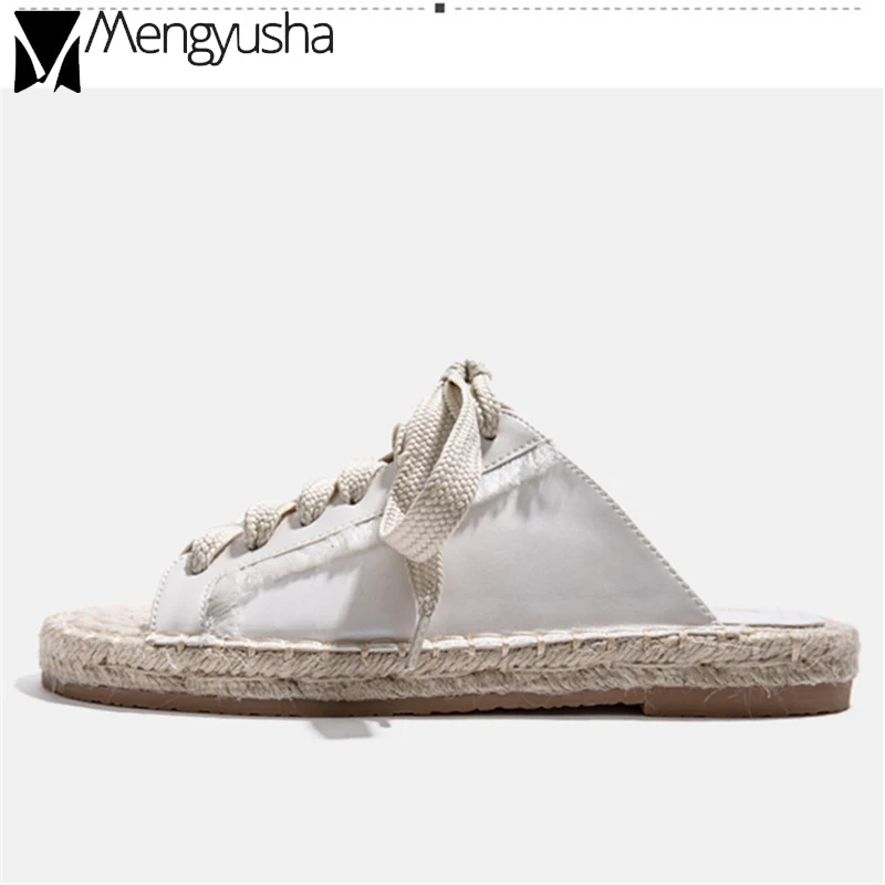 Шикарные пляжные льняные шлепанцы женская обувь Туфли-оксфорды с открытым