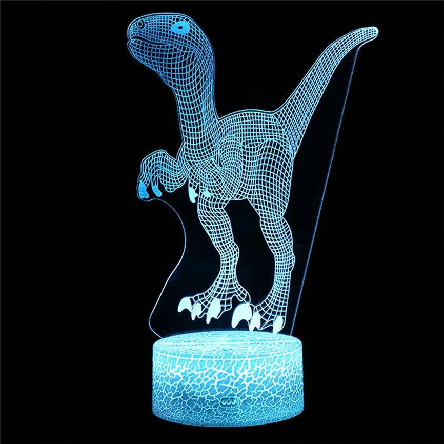 Динозавсветодиодный р LED 3D подсветкой лампы USB оптический стол ночник с 7 цветов Изменение Дистанционное управление визуализации Illusi D#3