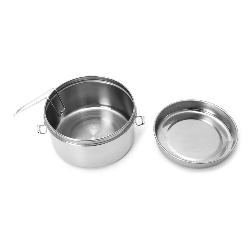 Миска из нержавеющей стали Ланч бокс Bento контейнер для еды пикника 2 яруса круглой