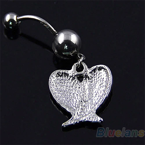 Хит продаж стальные стразы двойные крылья подвеска шарик кольцо для пупка пупок