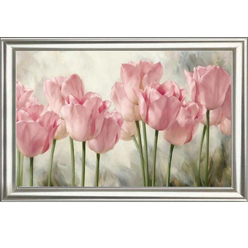 Алмазная живопись Розовые тюльпаны сделай сам алмазная вышивка серия цветов