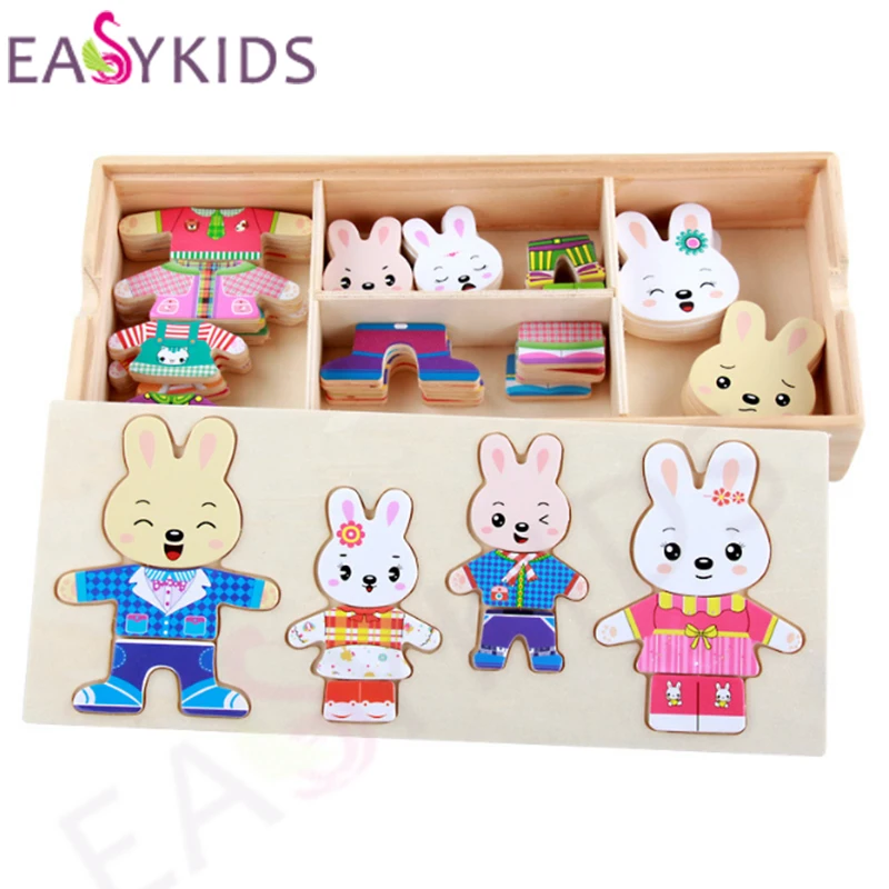 Детская одежда с изображением кролика медведя многофункциональная головоломка