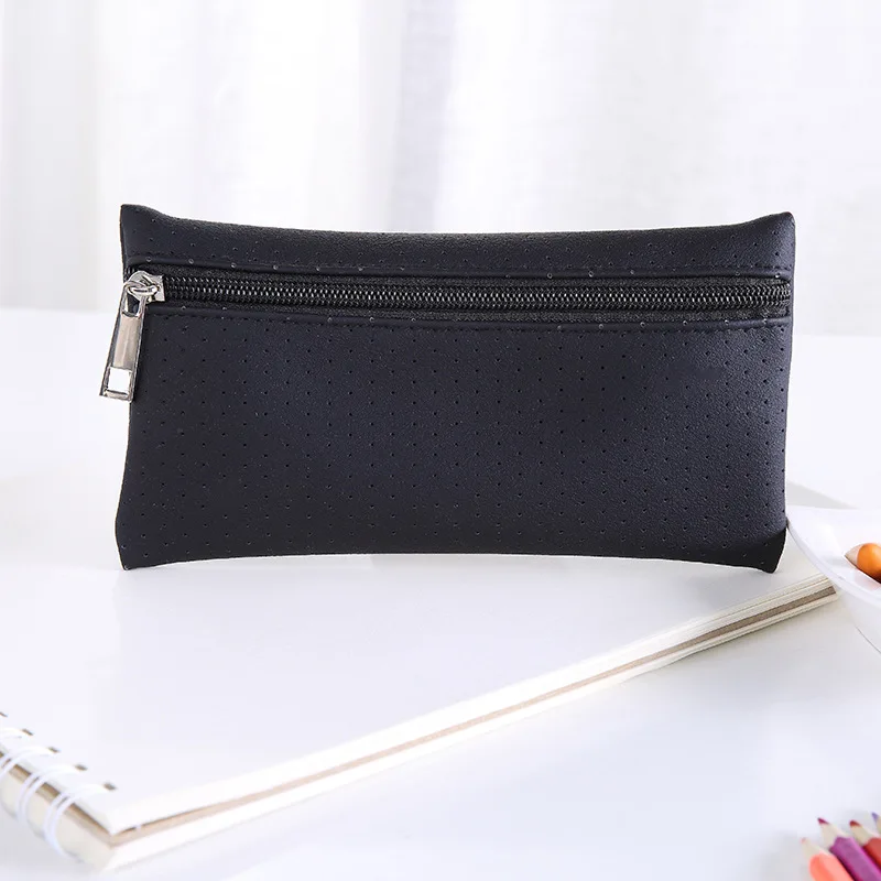 black 2 Повседневная однотонная цветная косметика, сумка из искусственной кожи, для косметики, женская сумка-карандаш, Студенческая простая многофункциональная сумка для путешествий, косметичка - Цвет: black 2
