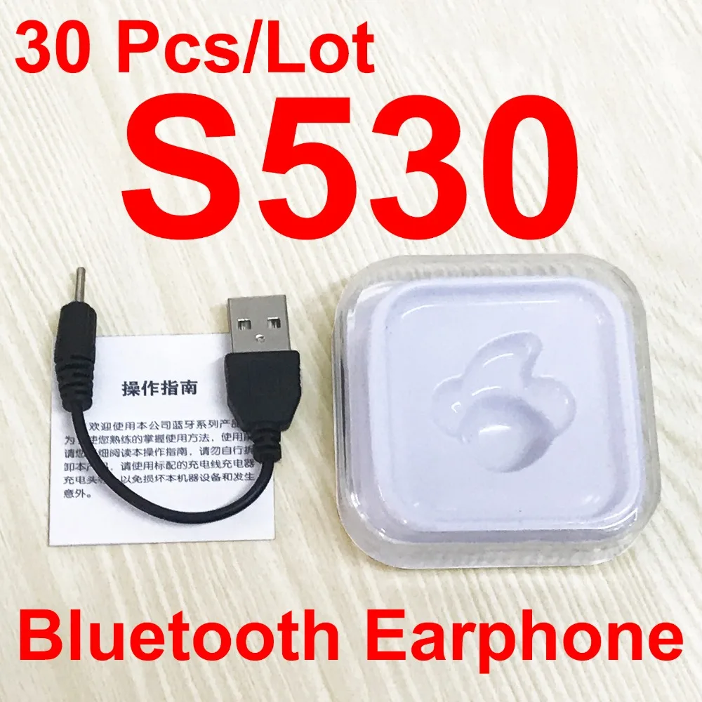30 шт./лот S530 мини беспроводные Bluetooth наушники в ухо гарнитура Handfree call с микрофоном