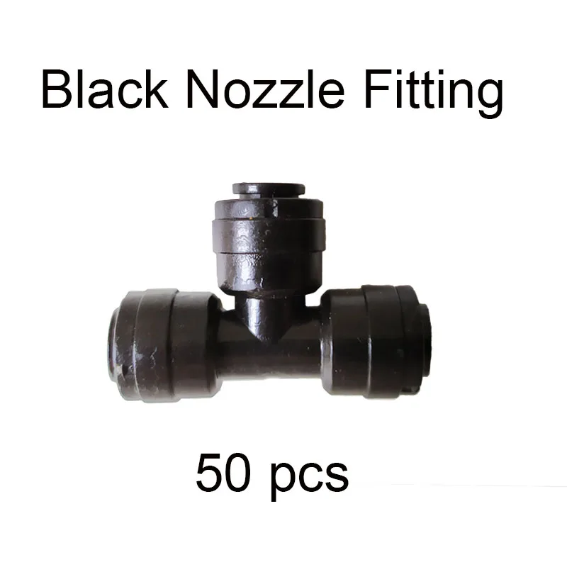 Black connector 50 шт водяной туман 0,2-0,6 мм для мелкокапельного распыления сопла 6,35 мм 3-сторонний выход Разъемы сад дождевальная установка фитинги - Цвет: Black connector