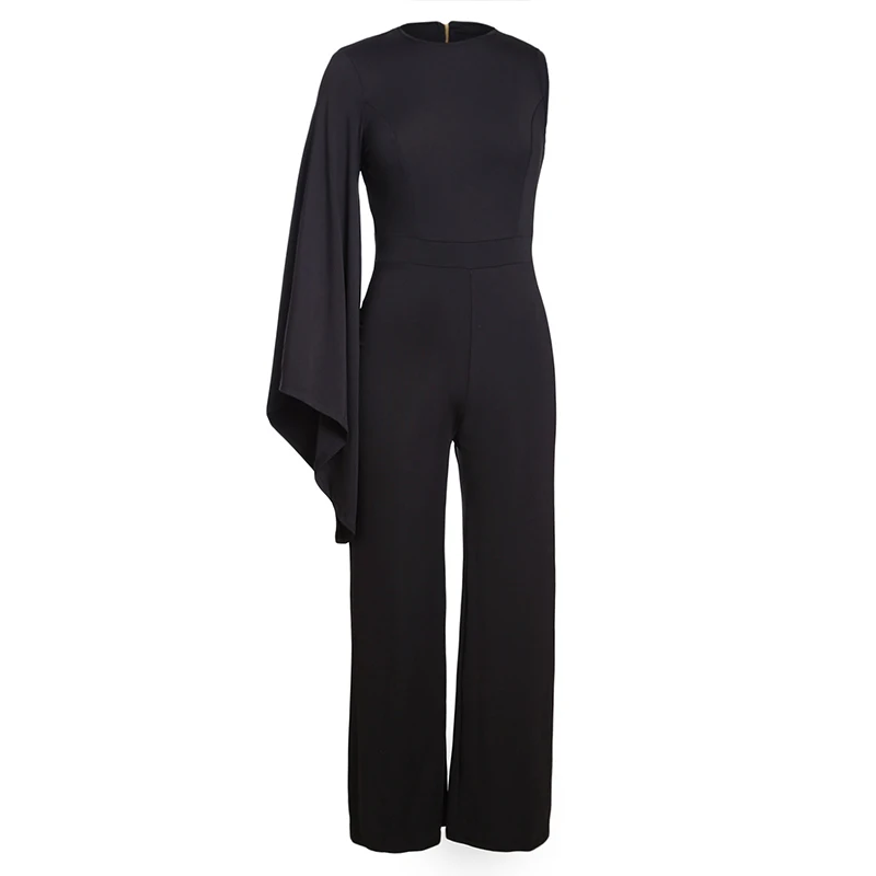 2018 новый осенне-зимний черный комбинезон с широкими штанинами и длинным рукавом