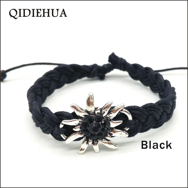 QIDIEHUA, серебряный цвет, ручной работы, Edelweiss браслеты и браслеты, регулируемые, счастливые, разноцветные, ручной работы, браслеты дружбы для женщин