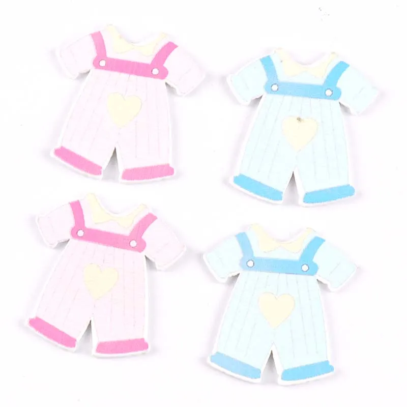 blue/pink baby cloth painting Wood Scrapbooking Craft for party birthday decoration ornament 20pcs 33x35mm MT1875 | Дом и сад