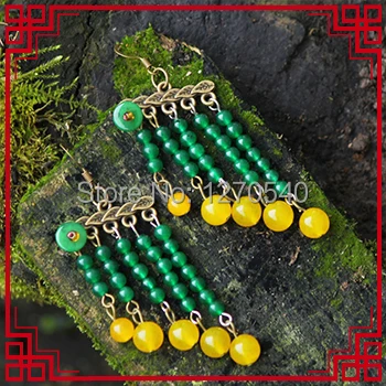 Винтажные серьги-подвески chrysoprase оригинального дизайна зеленые серьги ручной
