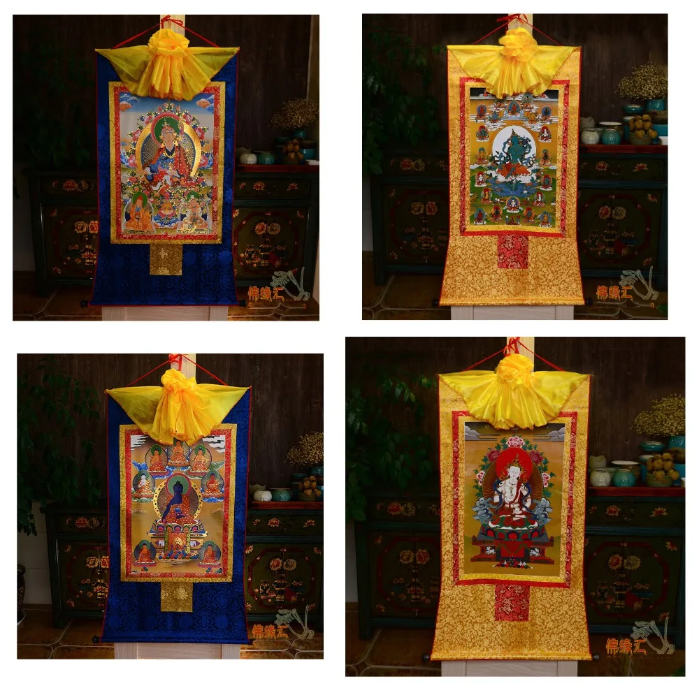 Оптовая продажа Буддийские принадлежности 4p-60 см Thang-ga Thangka-эффективная защита