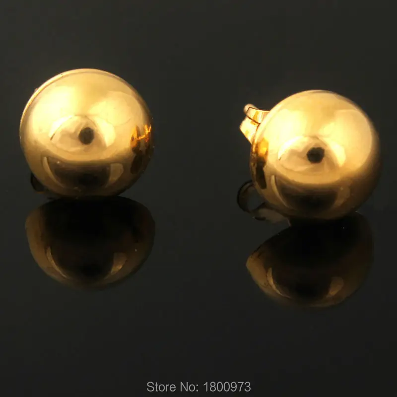 New Branded Earrings18K Gold Filled Plated Stud Earring Trendy Smooth Round Earrings Jewelry for Women | Украшения и аксессуары