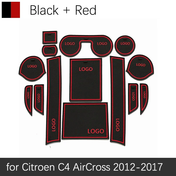Противоскользящие резиновые ворота слот чашки коврик для Citroen C4 MK1 MK2 C5 C-Elysee C4 C5 Aircross DS 7 CElysee DS7 аксессуары наклейки - Название цвета: Red C4 AirCross