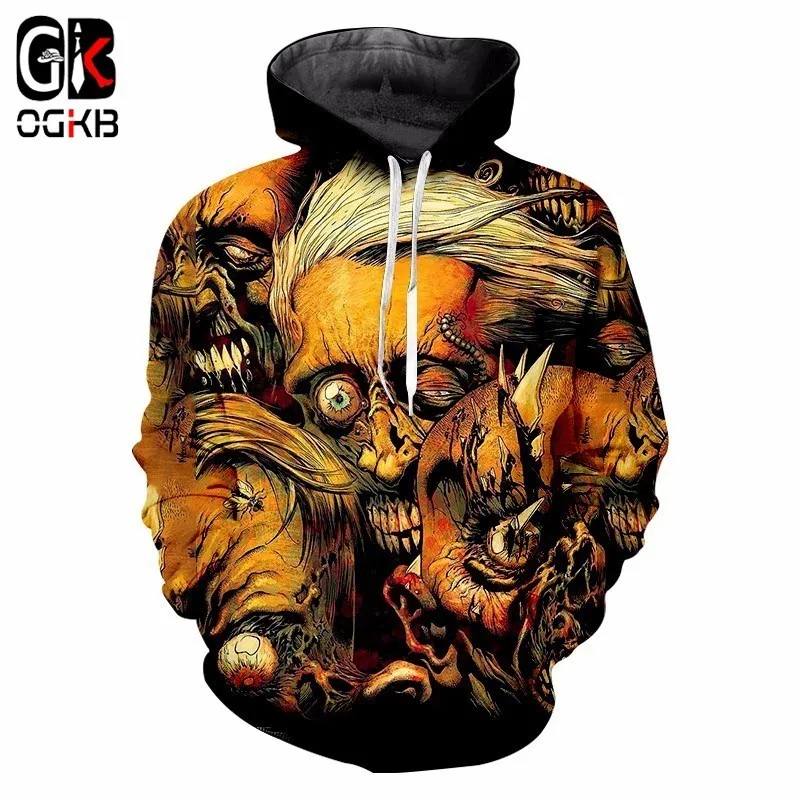 Худи OGKB в стиле Харадзюку для мужчин и женщин теплый свитшот с капюшоном принтом