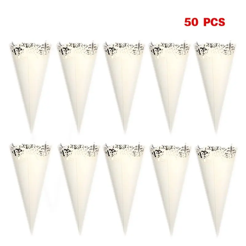 50 шт. лазерная резка крест кружево укладка конфета Свадебная вечеринка конусы