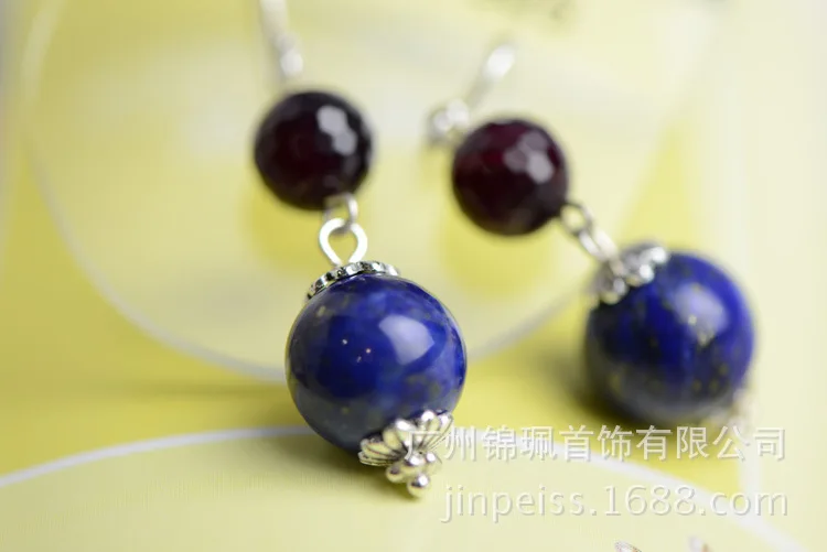 Silver products thailand accessories 925 pure silver thai natural lapis lazuli earring drop vintage earrings | Украшения и