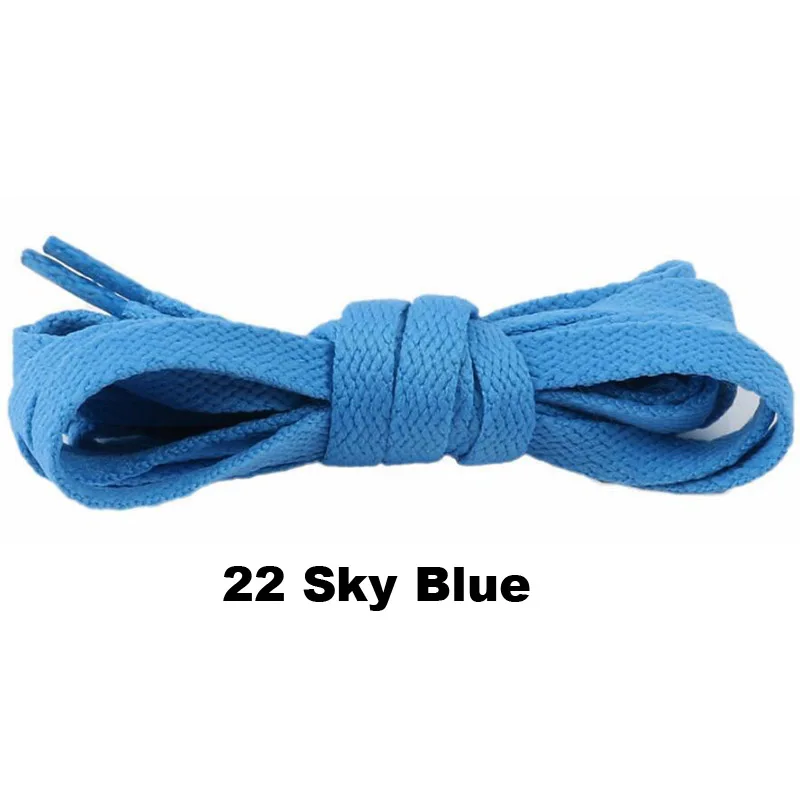 22 Sky Blue 1 пара плоских шнурков из полиэстера и хлопка, повседневные шнурки без воска,, 9 мм Широкие шнурки для спортивной обуви, 60 см/90 см/120 см/150 см - Цвет: 22 Sky Blue