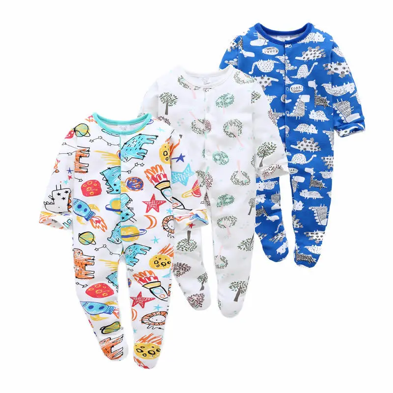 Детские пижамы из 100% хлопка с принтом и пуговицами спереди детские для сна игр 3