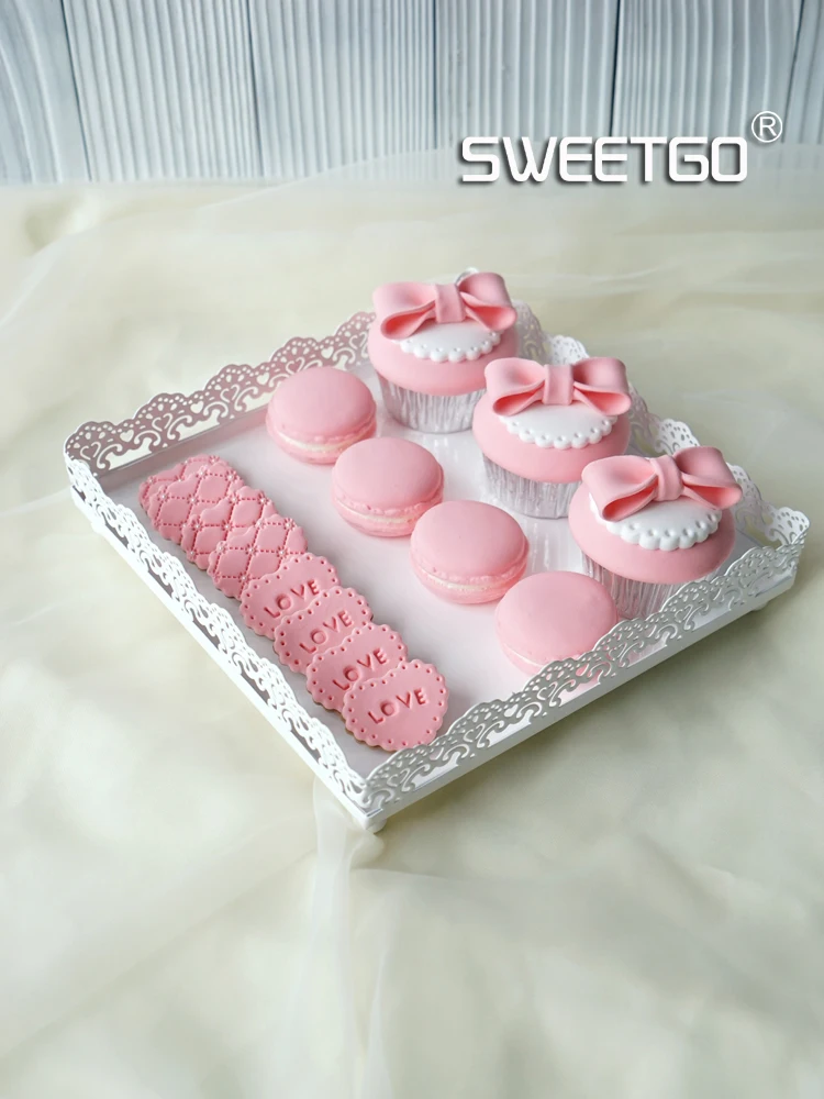 Квадратный CakeTray лотки для еды белый поднос для сервировки железный металлический домашний поднос для хранения декоративная тарелка для свадебного торта SNTP015