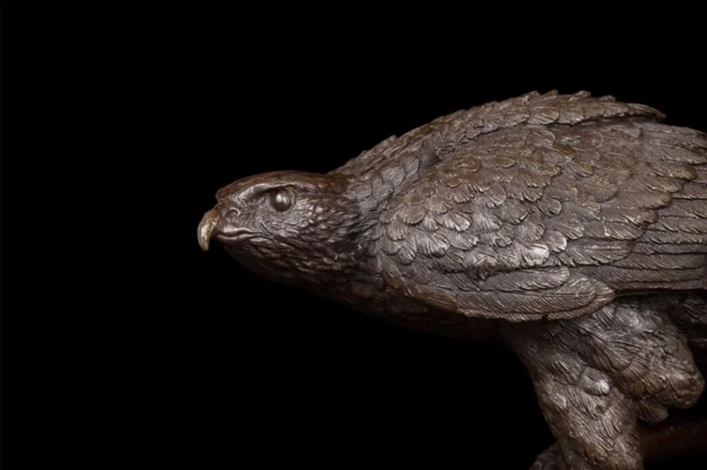31 см западное арт-деко из чистой бронзы Lanneret Tercel Hawk Eagle орнамент скульптура |