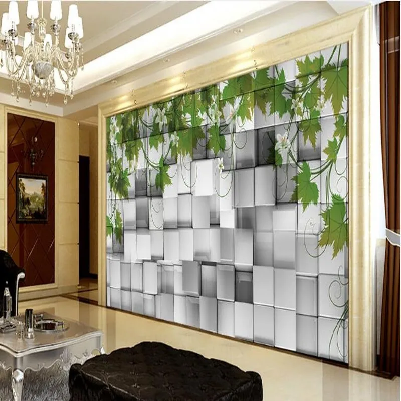 Wellyu пользовательские крупномасштабные фрески красивые 3D Лилия зеленый лист фон