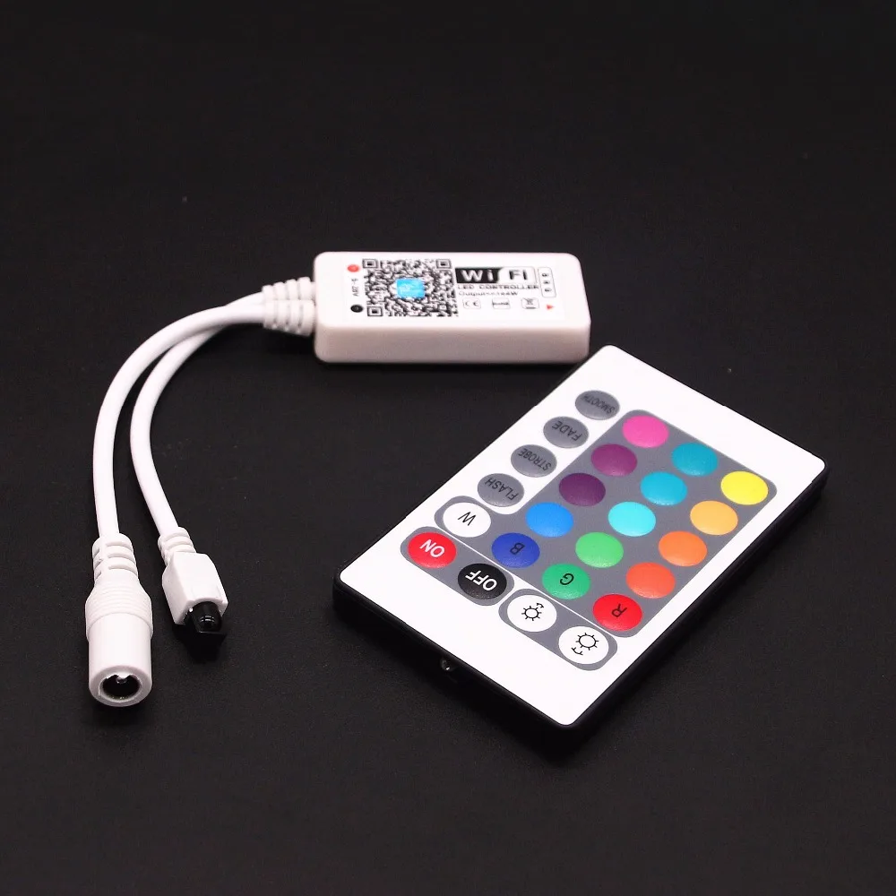 DC 12V Мини WIFI LED RGB контроллер с ИК 24Key пульт дистанционного управления со смартфона